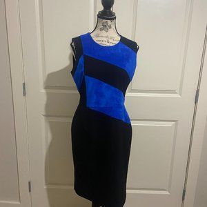 Blue and black fitted calvin klein dress